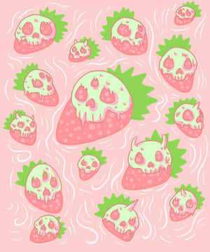Pink Gothic Skull Pattern Wallpaper