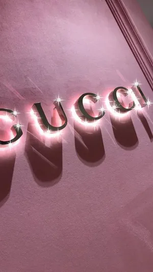 Pink Gucci Neon Sign Wallpaper