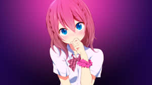 Pink Haired Anime Girlwith Blue Eyes Wallpaper