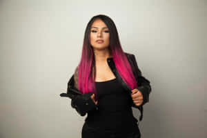 Pink Haired_ Artist_in_ Black_ Leather_ Jacket Wallpaper