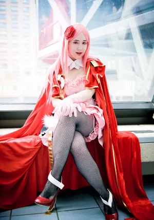 Pink Haired Cosplayerin Red Cape Wallpaper