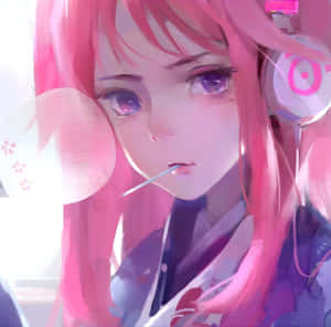 Pink Haired Gamer Girl Pfp Wallpaper