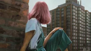 Pink-haired Girl Passing The Time Wallpaper