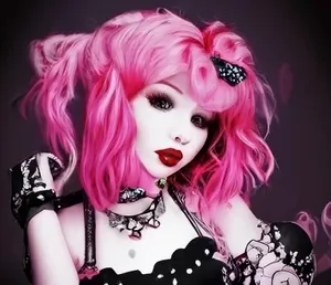 Pink Haired Scene Girlwith Accessories Wallpaper