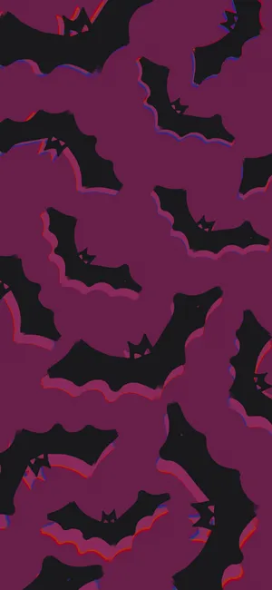 Pink Halloween Bats Pattern Wallpaper