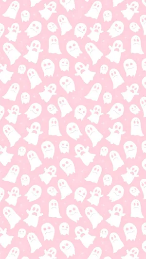 Pink Halloween Ghost Pattern Wallpaper