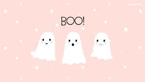 Pink Halloween Ghost Trio Boo Wallpaper