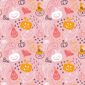 Pink Halloween Pattern Wallpaper