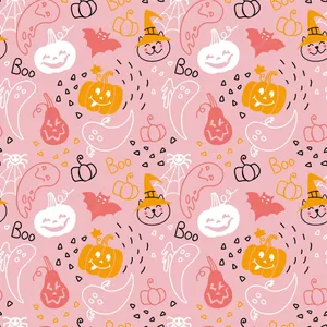 Pink Halloween Pattern Wallpaper