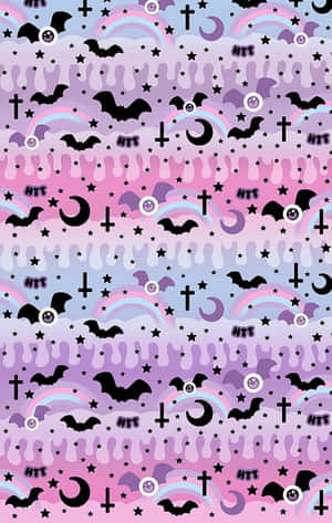 Pink Halloween Pattern Wallpaper