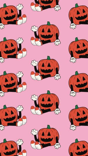 Pink Halloween Pumpkin Pattern Wallpaper