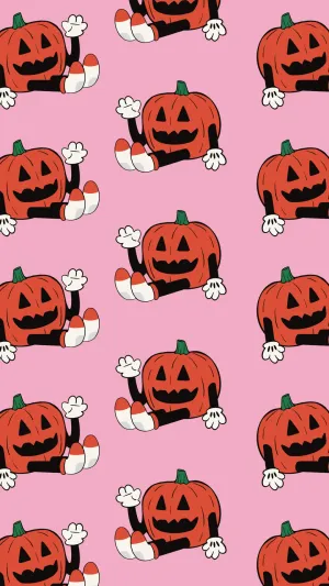 Pink Halloween Pumpkin Pattern Wallpaper