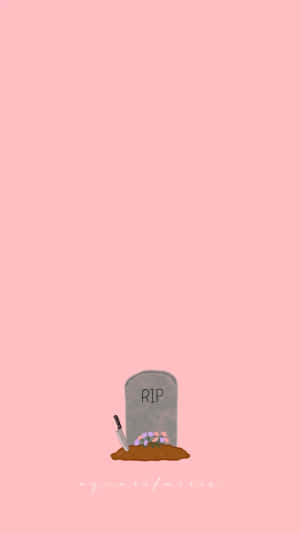 Pink Halloween Tombstone Aesthetic Wallpaper