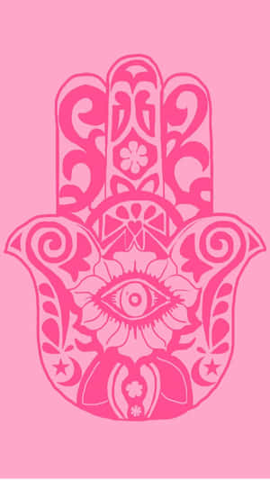 Pink Hamsa Evil Eye Graphic Wallpaper