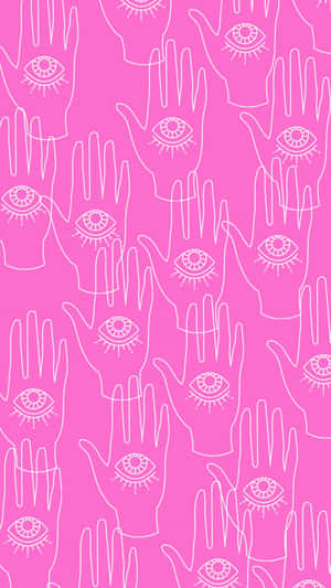 Pink_ Hamsa_ Evil_ Eye_ Pattern Wallpaper