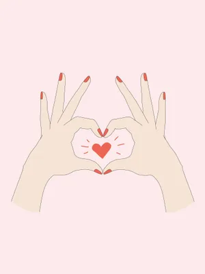 Pink Hand Heart Drawing Wallpaper