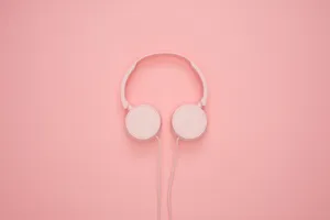 Pink Headphones Pastel Desktop Wallpaper