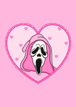 Pink Heart Ghost Face Pfp Wallpaper