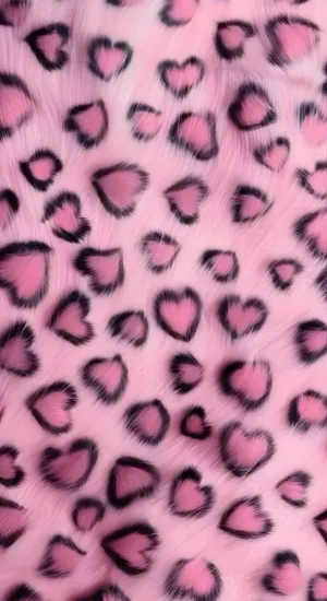 Pink Heart Leopard Print Wallpaper