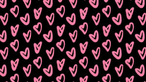 Pink Heart Pattern Grunge Lovecore Wallpaper