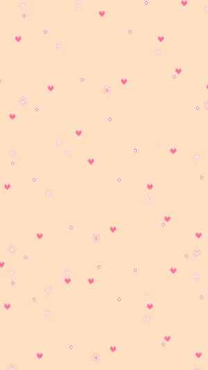 Pink Hearts On A Beige Background Wallpaper