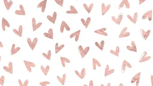 Pink Hearts On White Background Wallpaper