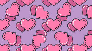 Pink Hearts Pattern Aesthetic Wallpaper