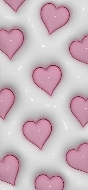 Pink Hearts Pattern3 D Render Wallpaper