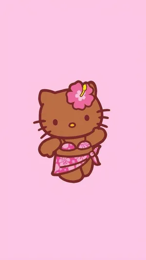 Pink Hello Kitty Brown Version Wallpaper