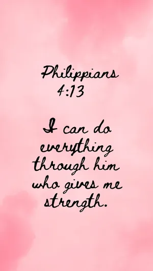 Pink Inspirational Bible Verse Philippians413 Wallpaper