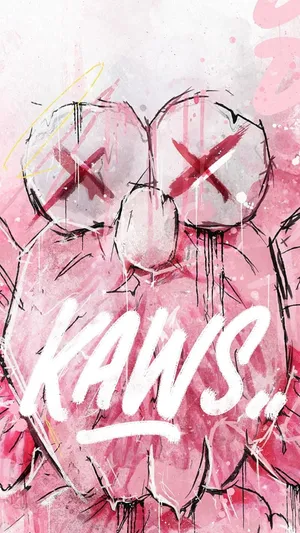 Pink K A W S Artwork Wallpaper