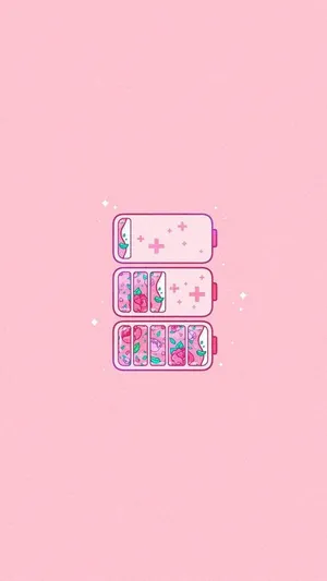 Pink Kawaii Batteries Wallpaper