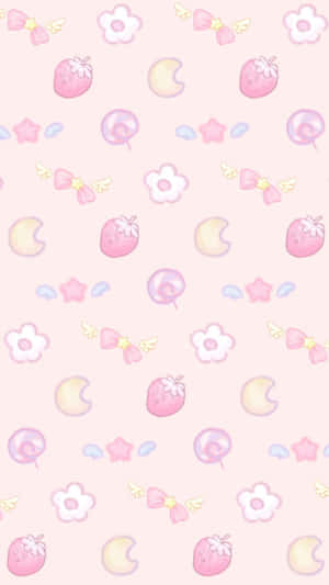 Pink Kawaii Pastel Cute Strawberry Wallpaper