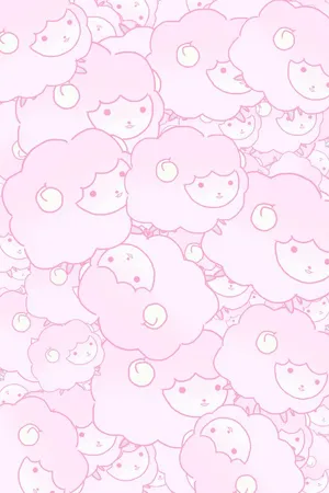 Pink Kawaii Sheep Seamless Pattern Wallpaper