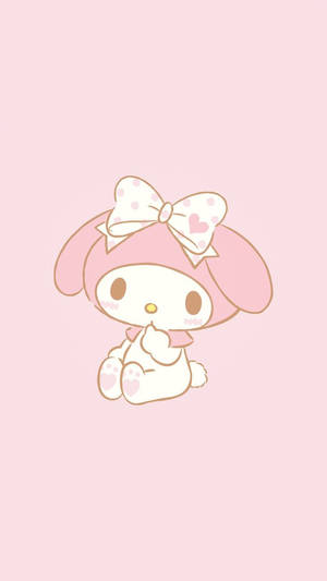 Pink Kawaii Sitting My Melody Wallpaper