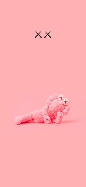 Pink Kaws Figure Artwork Wallpaper