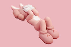 Pink Kaws Figure Lying Down Wallpaper