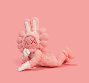 Pink Kaws Plush Toy Art Wallpaper