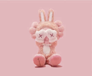 Pink Kaws Plush Toy Wallpaper