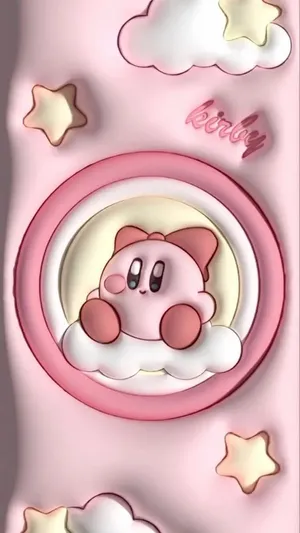Pink Kirby3 D Aesthetic Wallpaper