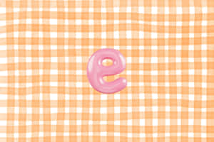 Pink Letter E Orange Checkered Background Wallpaper