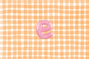 Pink Letter E Orange Checkered Background Wallpaper