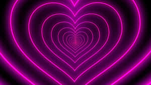 Pink Line Art Neon Hearts Light Tunnel Wallpaper