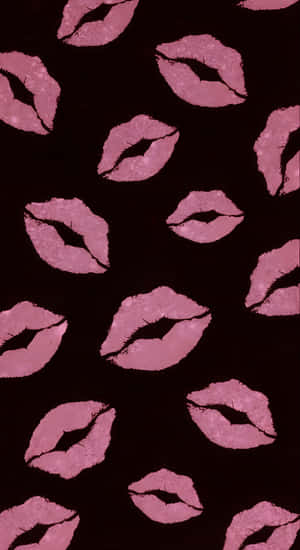Pink Lip Print Pattern Wallpaper