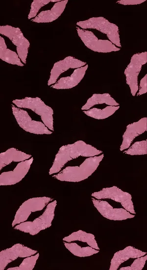 Pink Lip Print Pattern Wallpaper