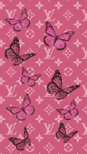 Pink_ Louis_ Vuitton_ Butterfly_ Pattern Wallpaper