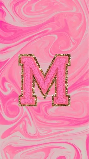 Pink Marble Backgroundwith Glitter M Letter Wallpaper