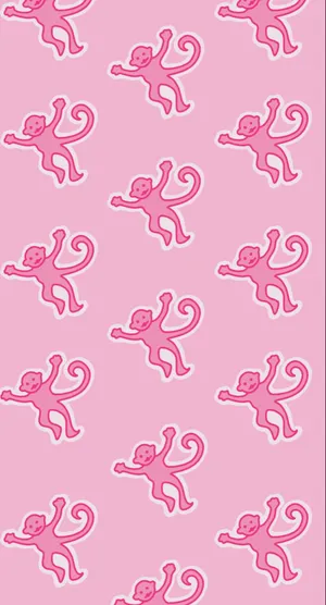 Pink Monkey Pattern Background Wallpaper