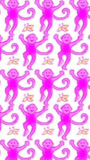Pink Monkey Pattern Preppy Design Wallpaper