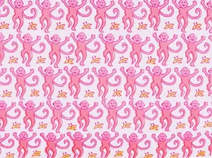 Pink Monkey Pattern Roller Rabbit Wallpaper
